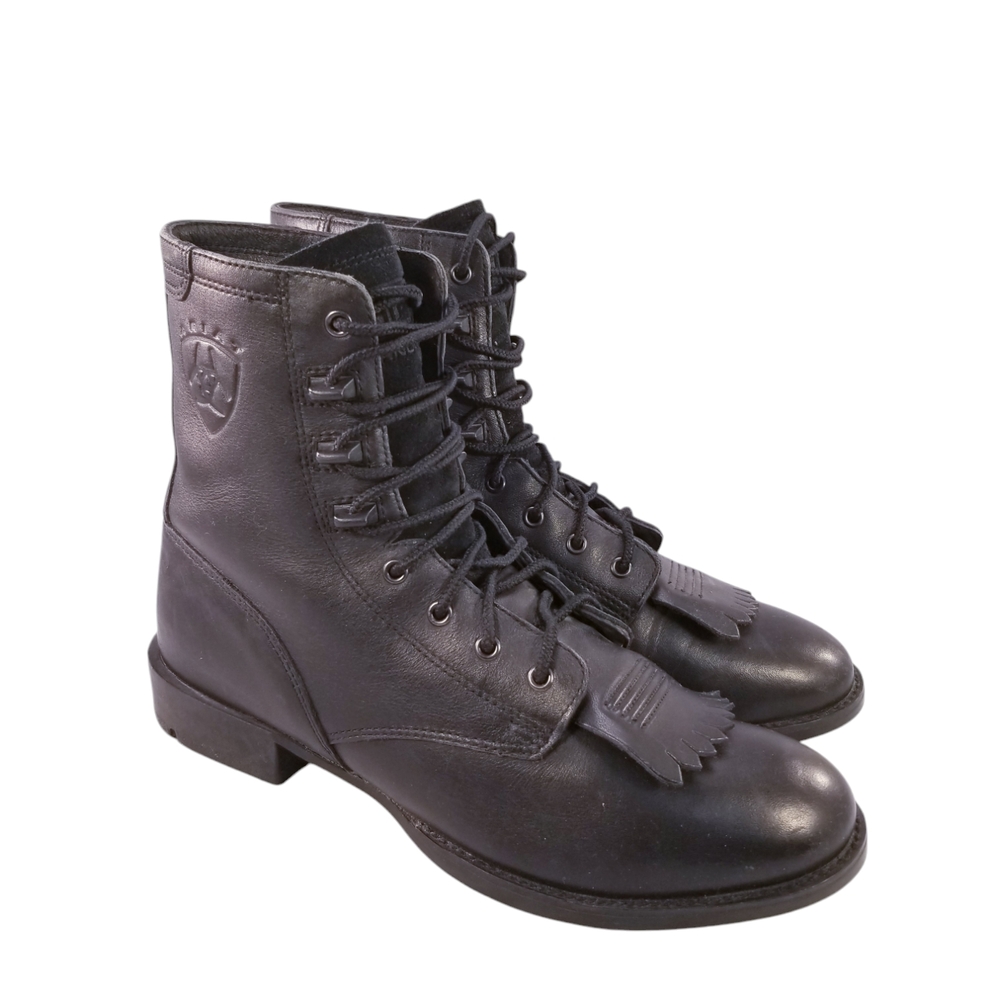 Black Leather Lace-Up Boots BY ARIAT
